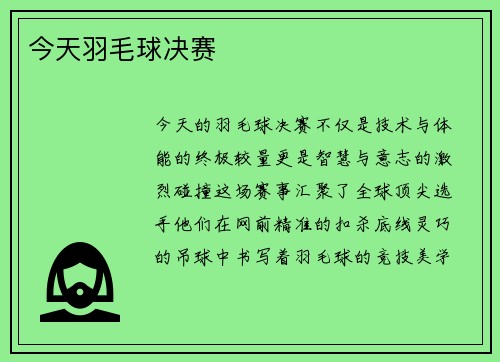 今天羽毛球决赛