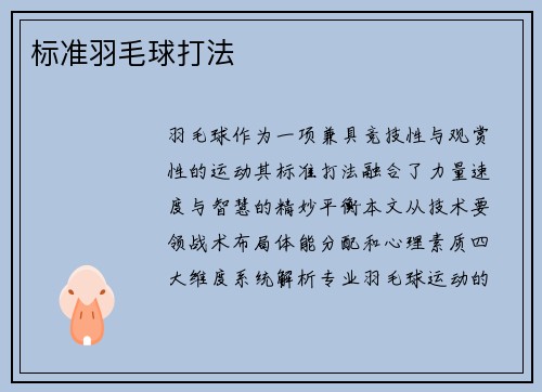标准羽毛球打法